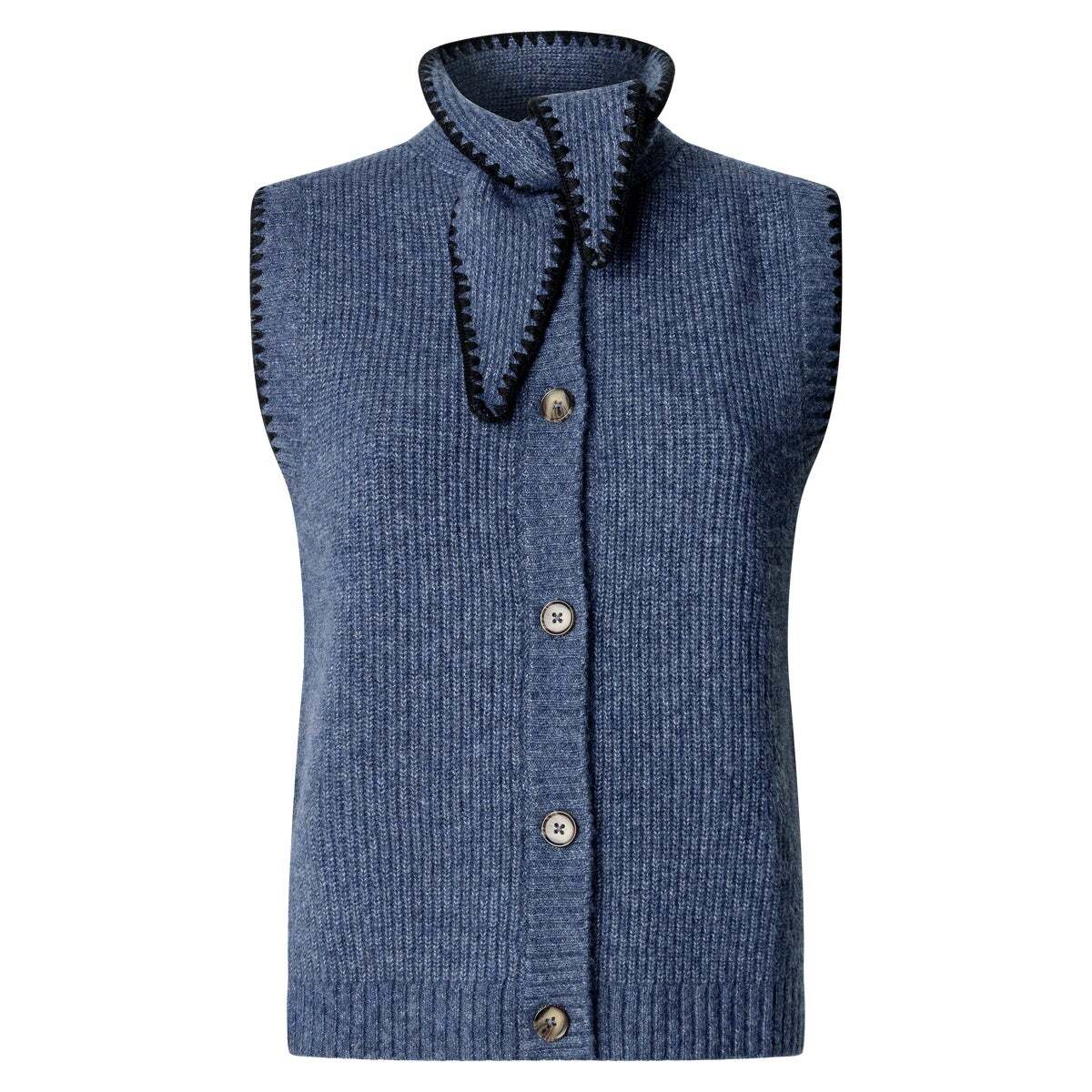 Gilet En Maille À Col Montant bleu acier, PEPE JEANS