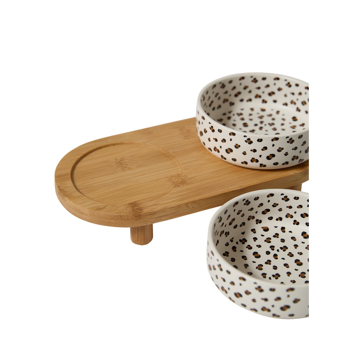 Lot 2 gamelles céramique avec support blanc imprimé, VERTBAUDET