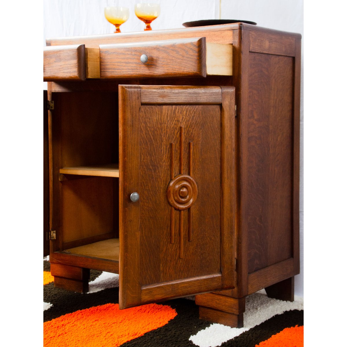 Buffet en bois Gilbert N°1931 - Bon état bois foncé, DEBONGOUT