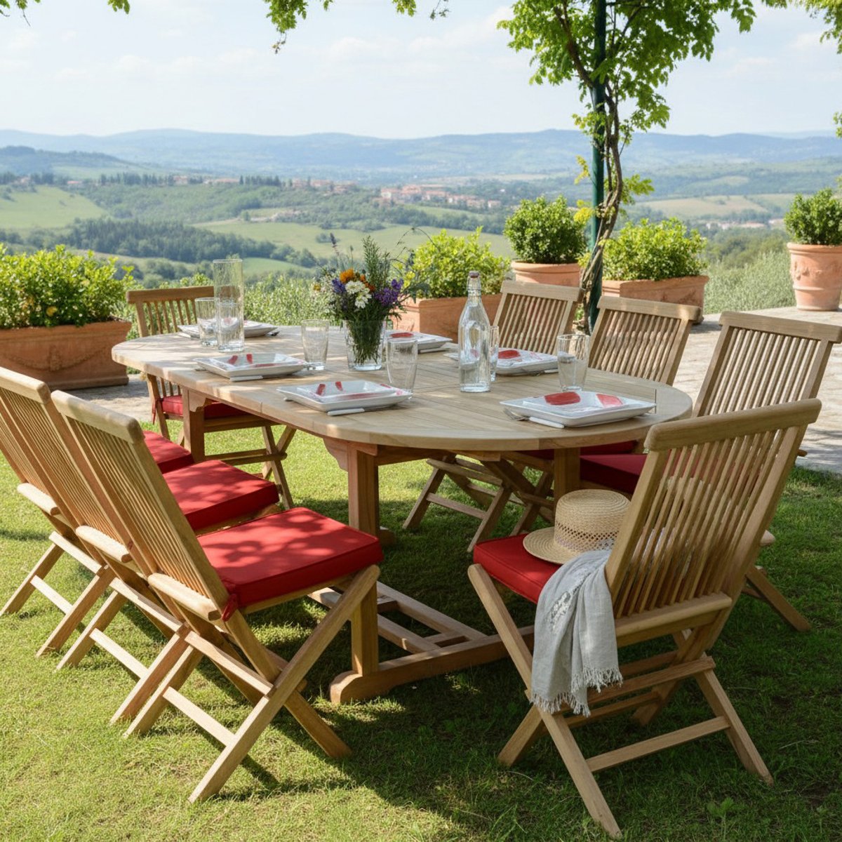 Table extensible ovale teck massif Vérone 160/240 x 100 cm naturel, TECK ATTITUDE