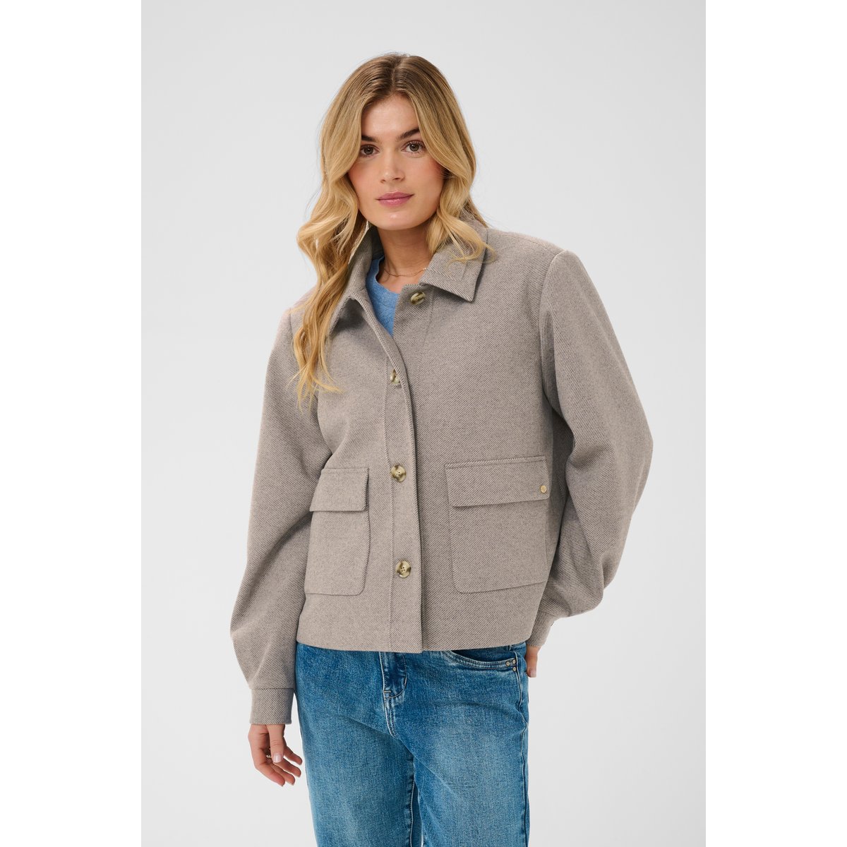Manteau beige brown lentil melange, CREAM
