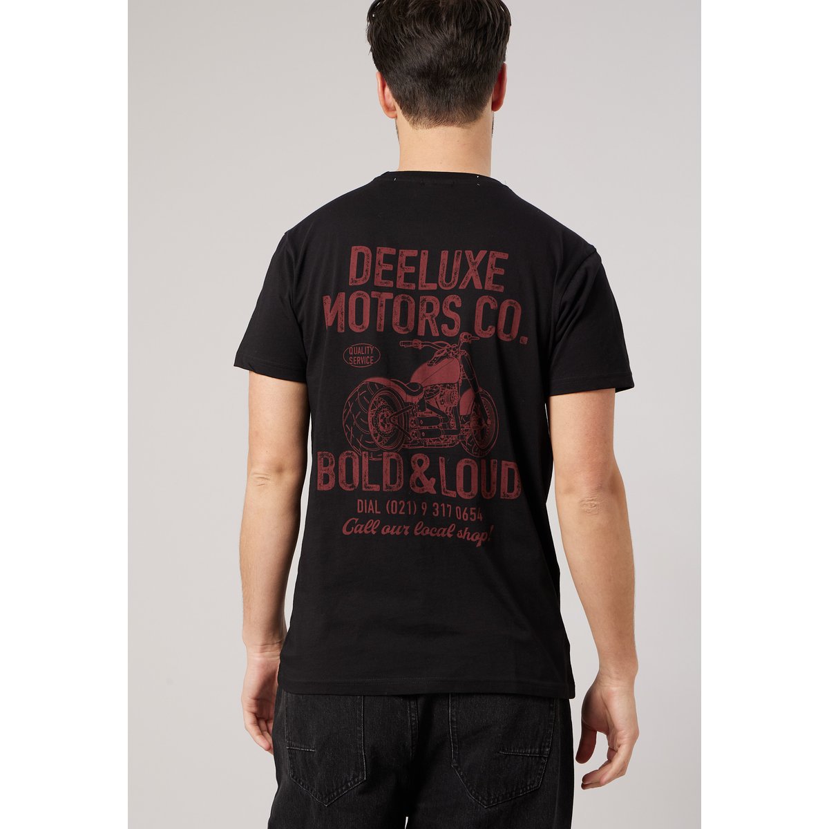 T-shirt regular homme imprimé moto vintage ROWDY black, DEELUXE