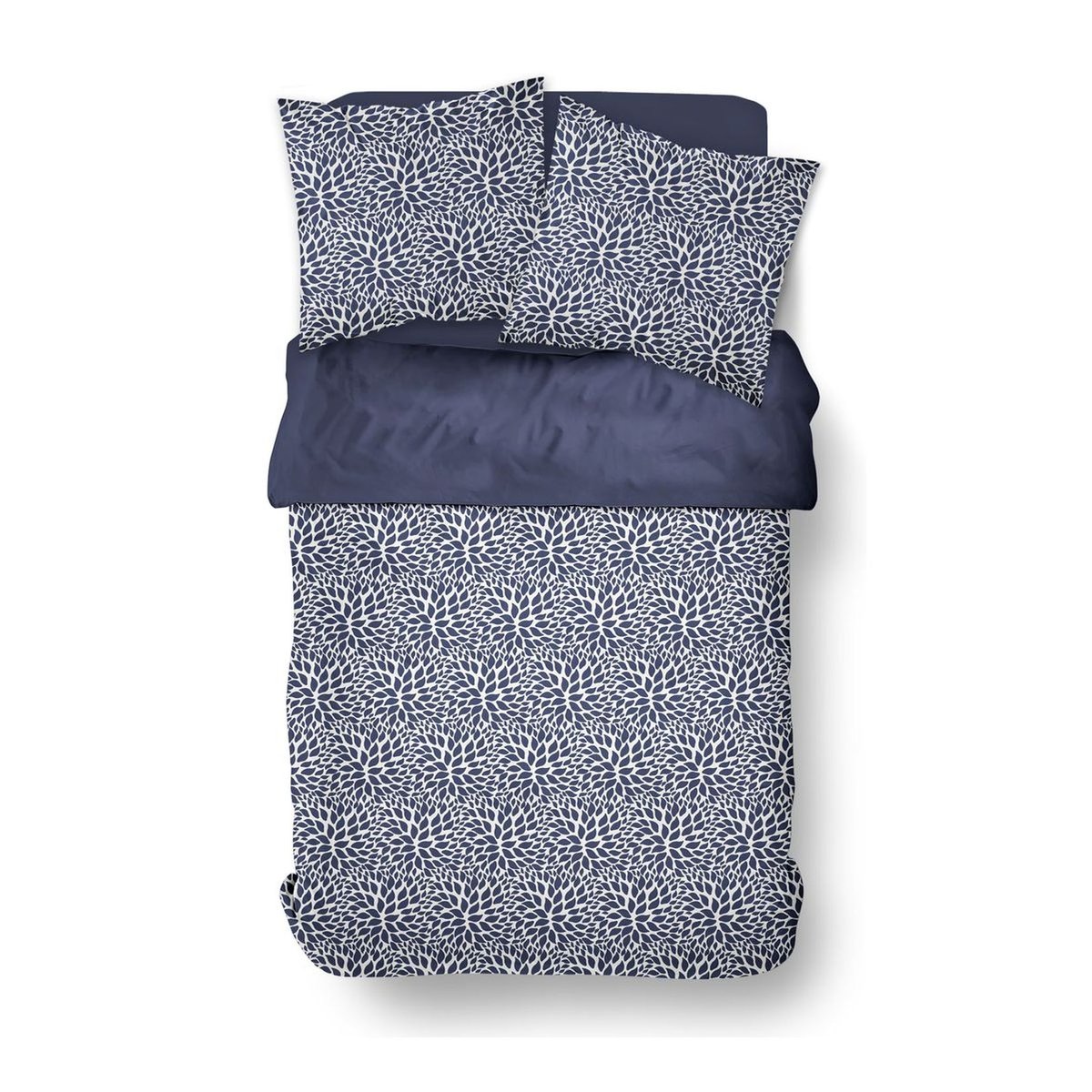 Parure de lit imprimé Graphique Coton SUNSHINE SOFIA bleu marine, TODAY