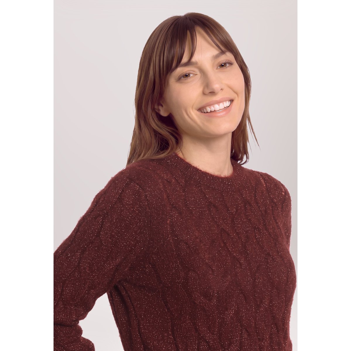 Pull-over en maille à fils de fil textile dark red melange, BETTY & CO