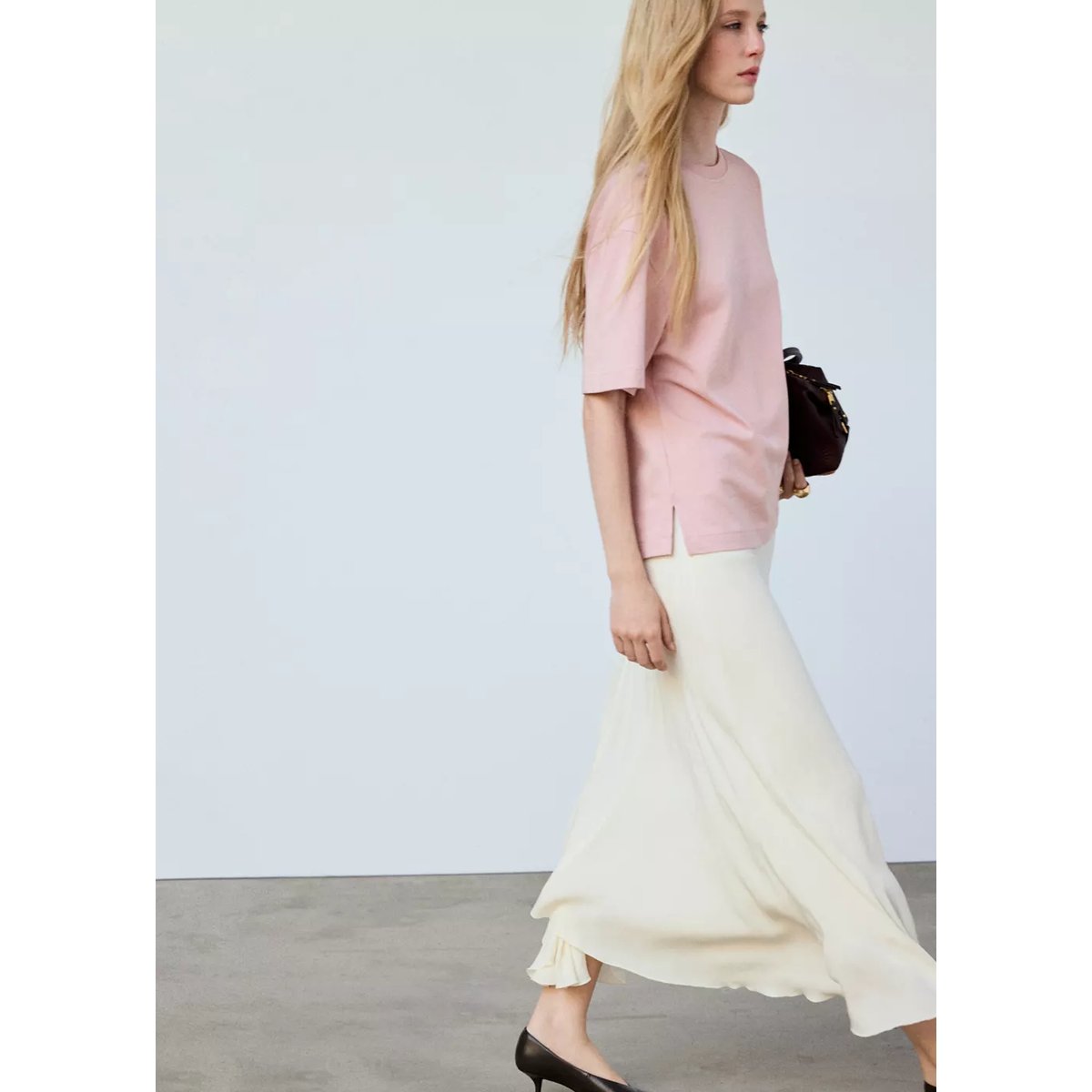 T-shirt manches courtes oversize rose, MANGO