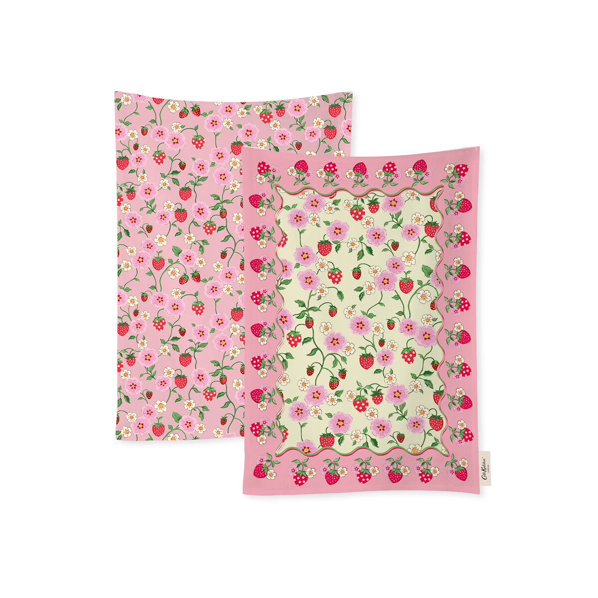 Set of 2 Strawberry Tea Towels pink, CATH KIDSTON