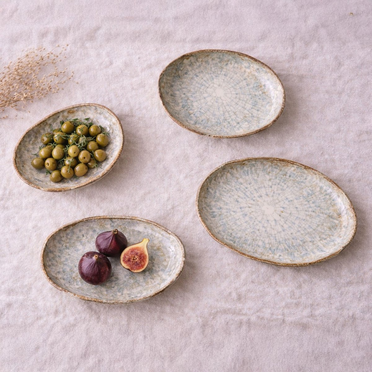 Lot de 6 assiettes à dessert 20cm en faïence, MINERAL bleu-gris, NOVASTYL