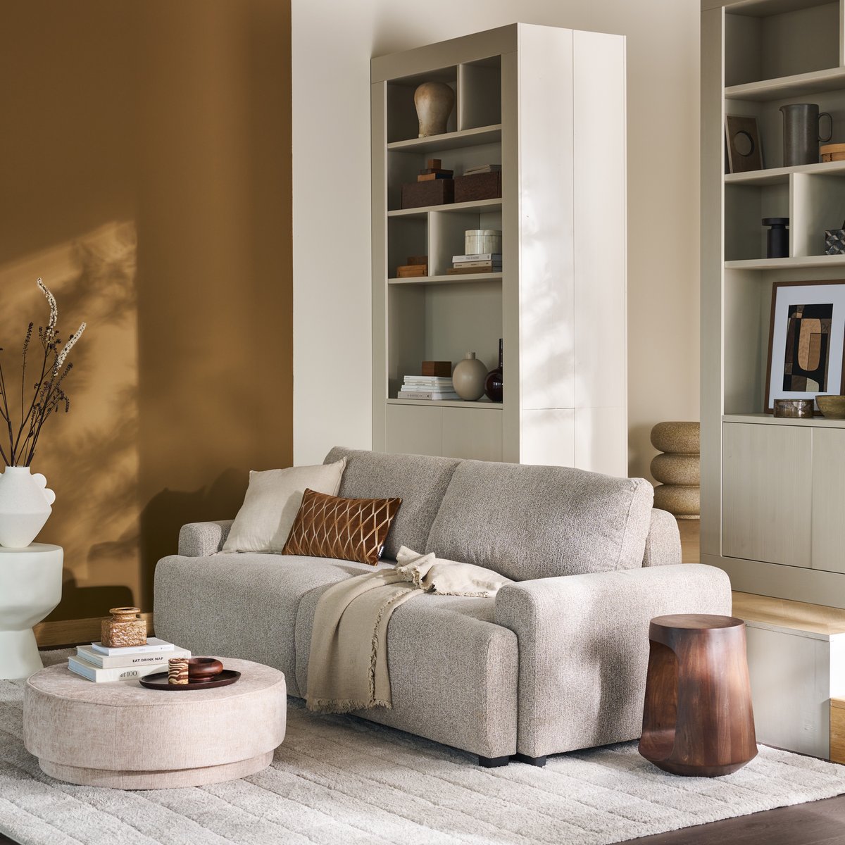 Canapé clic-clac 3 places en tissu NIGHT & DAY beige, VTWONEN