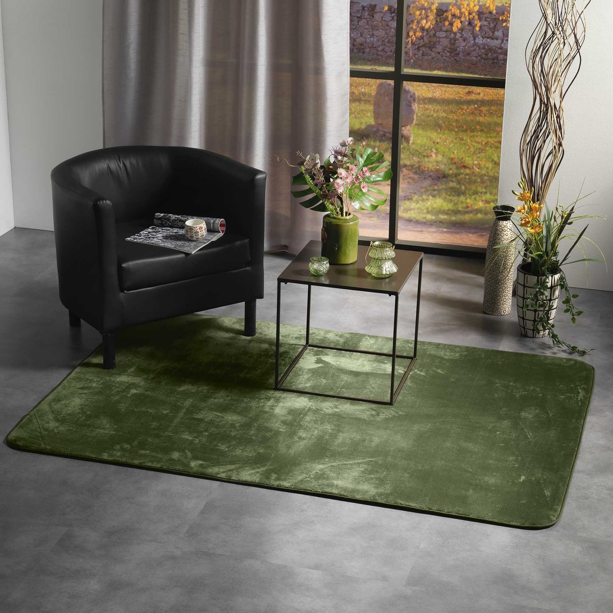 Tapis 120x170cm Flanoux Noir kaki, EDEN