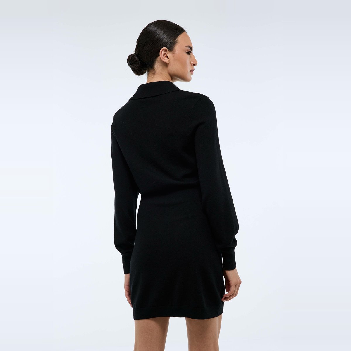 Robe en maille manches longues noir, MONOPRIX
