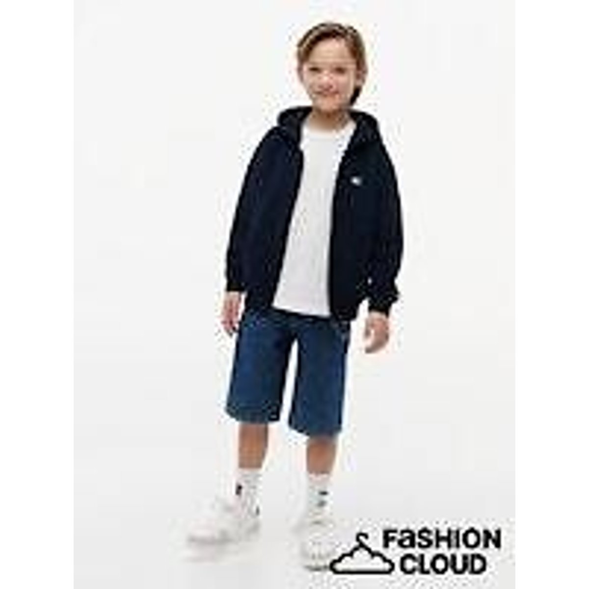 Sweat zippé à capuche bleu marine, TOMMY HILFIGER