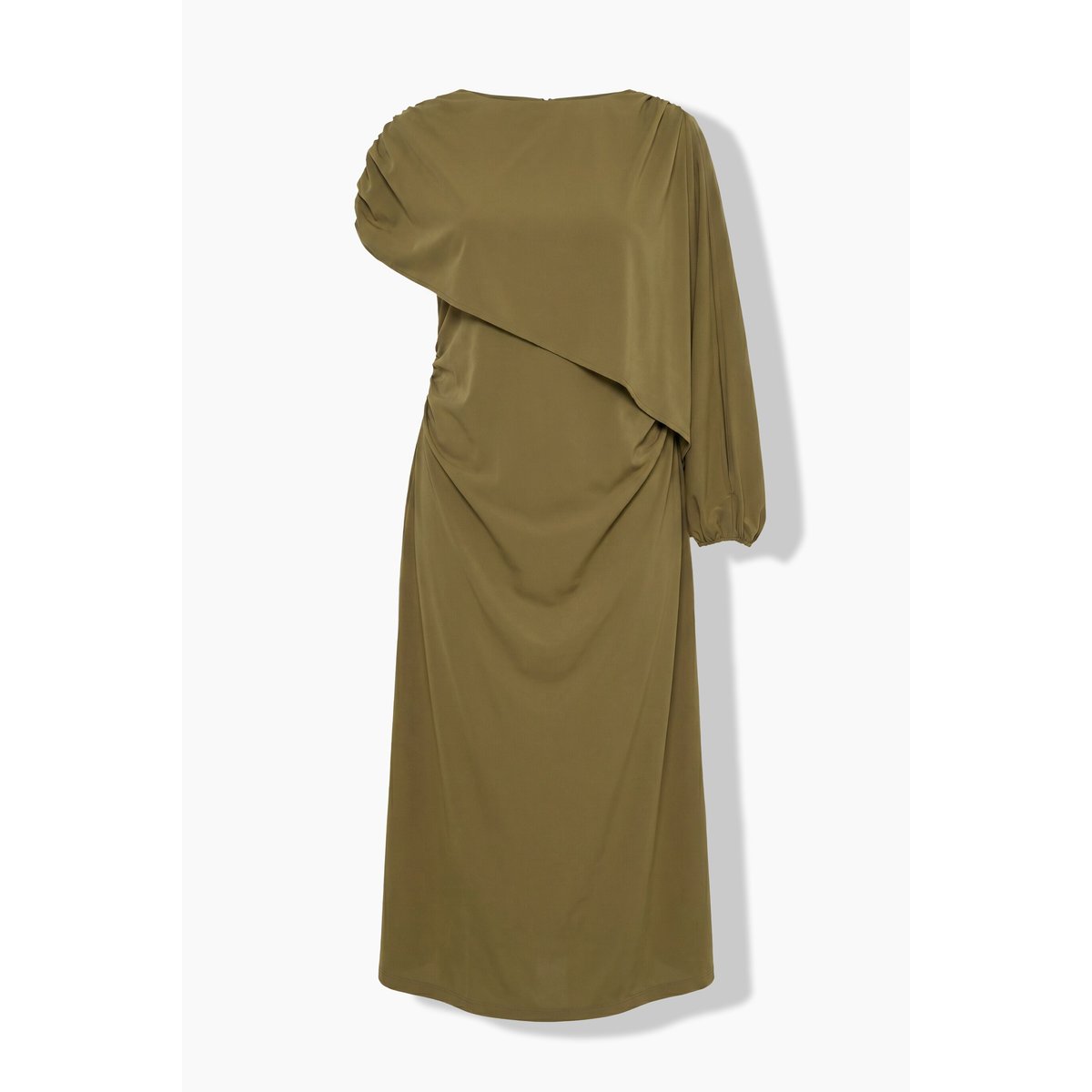 Robe longue esprit cape, décolleté rond marron, ULLA POPKEN