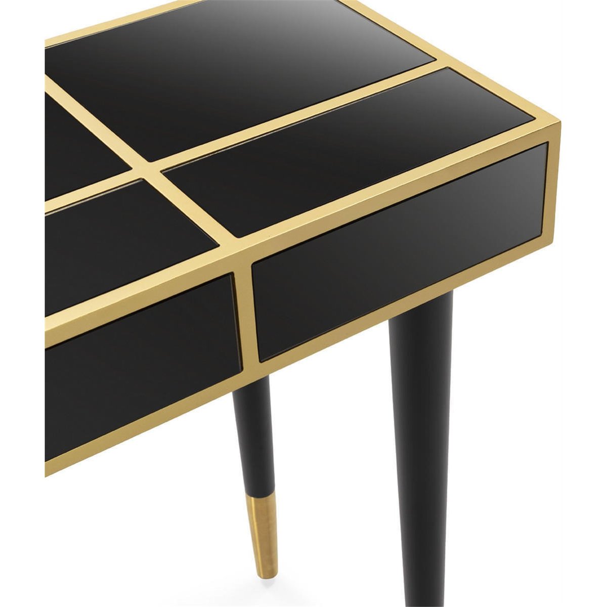 Console esprit glamour avec miroir noir et doré, RECOLLECTION