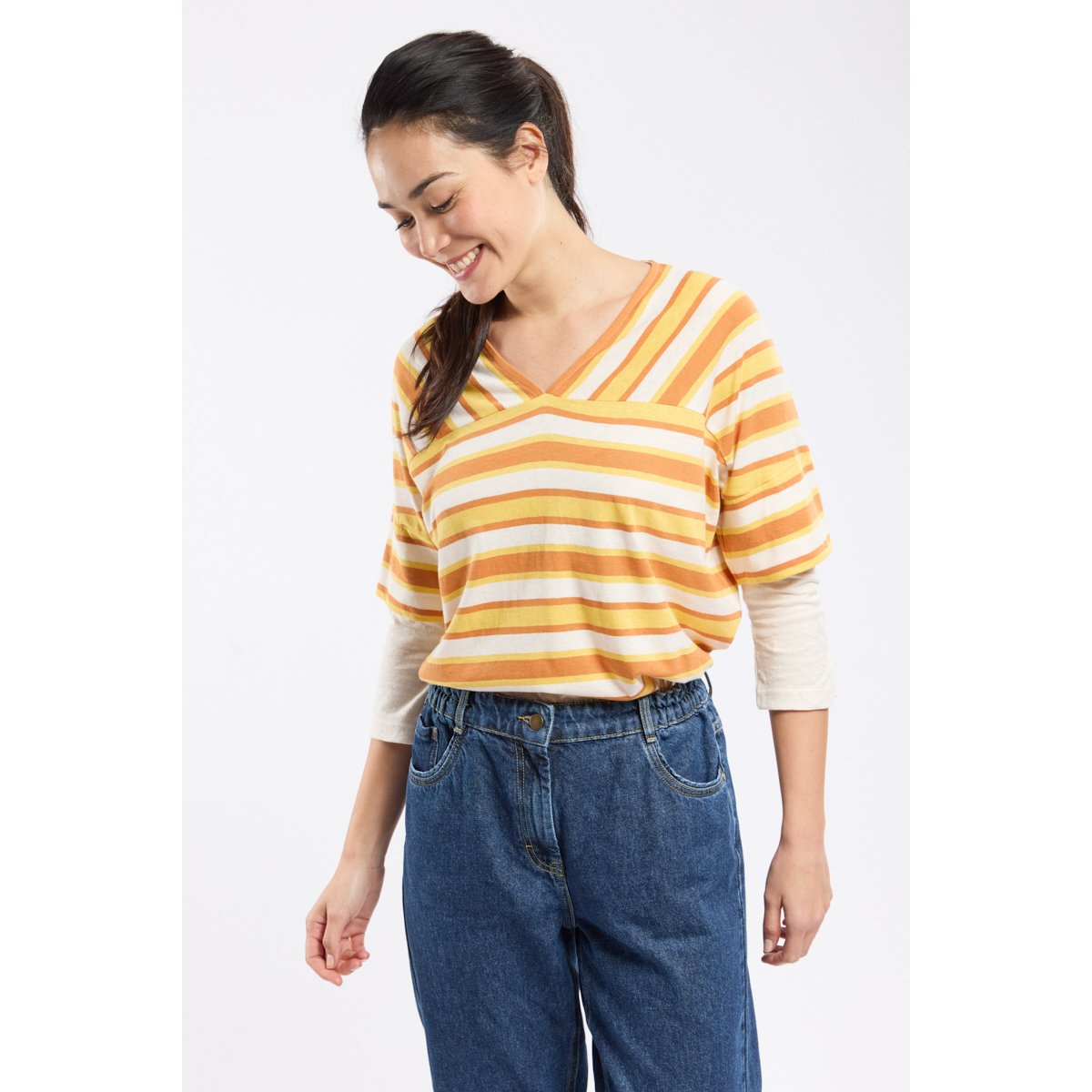 La marinière oversized NOLWENN FALIGOT nature/rusty/genet, ARMOR-LUX
