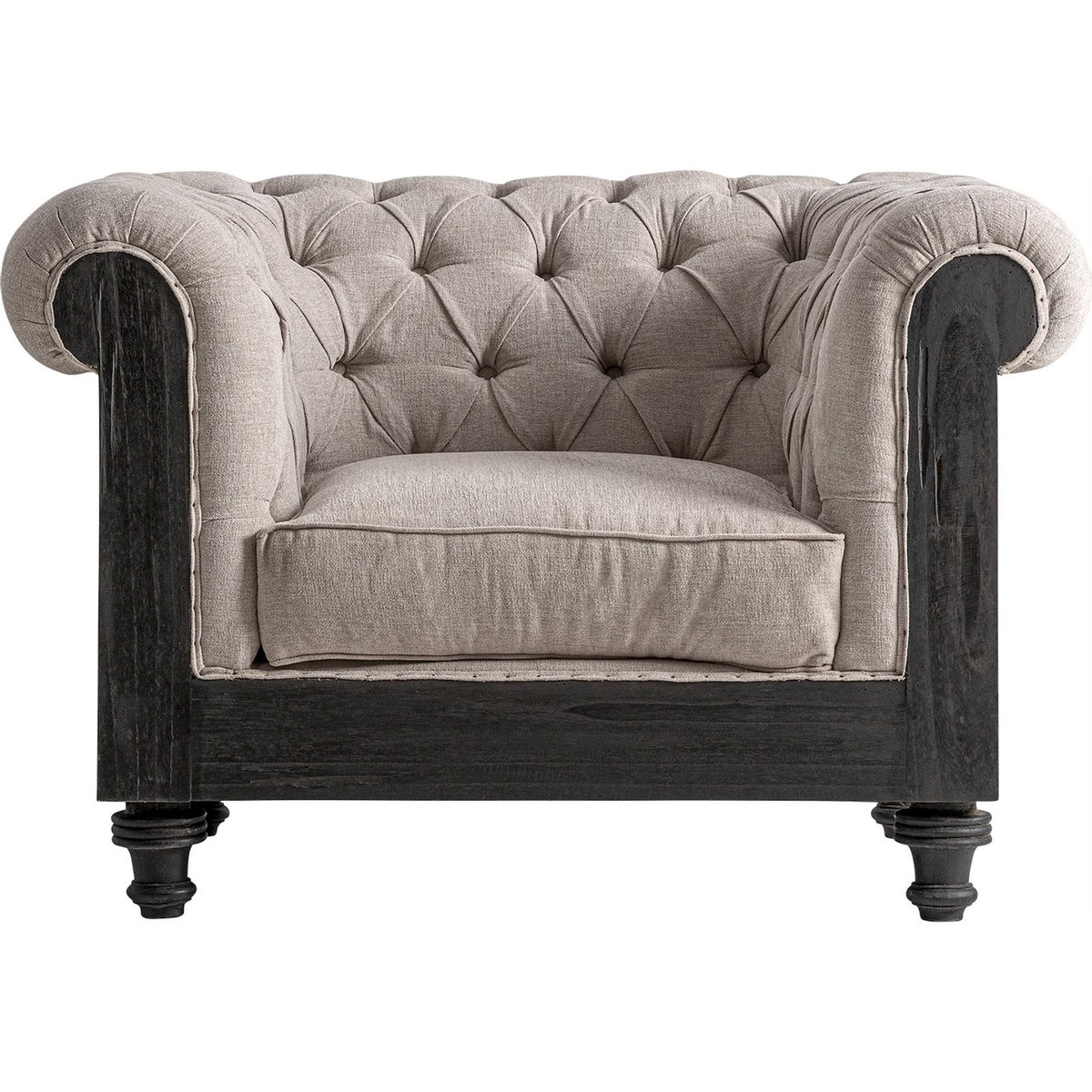 Fauteuil capitonné collection S.GORE beige et noir, RECOLLECTION
