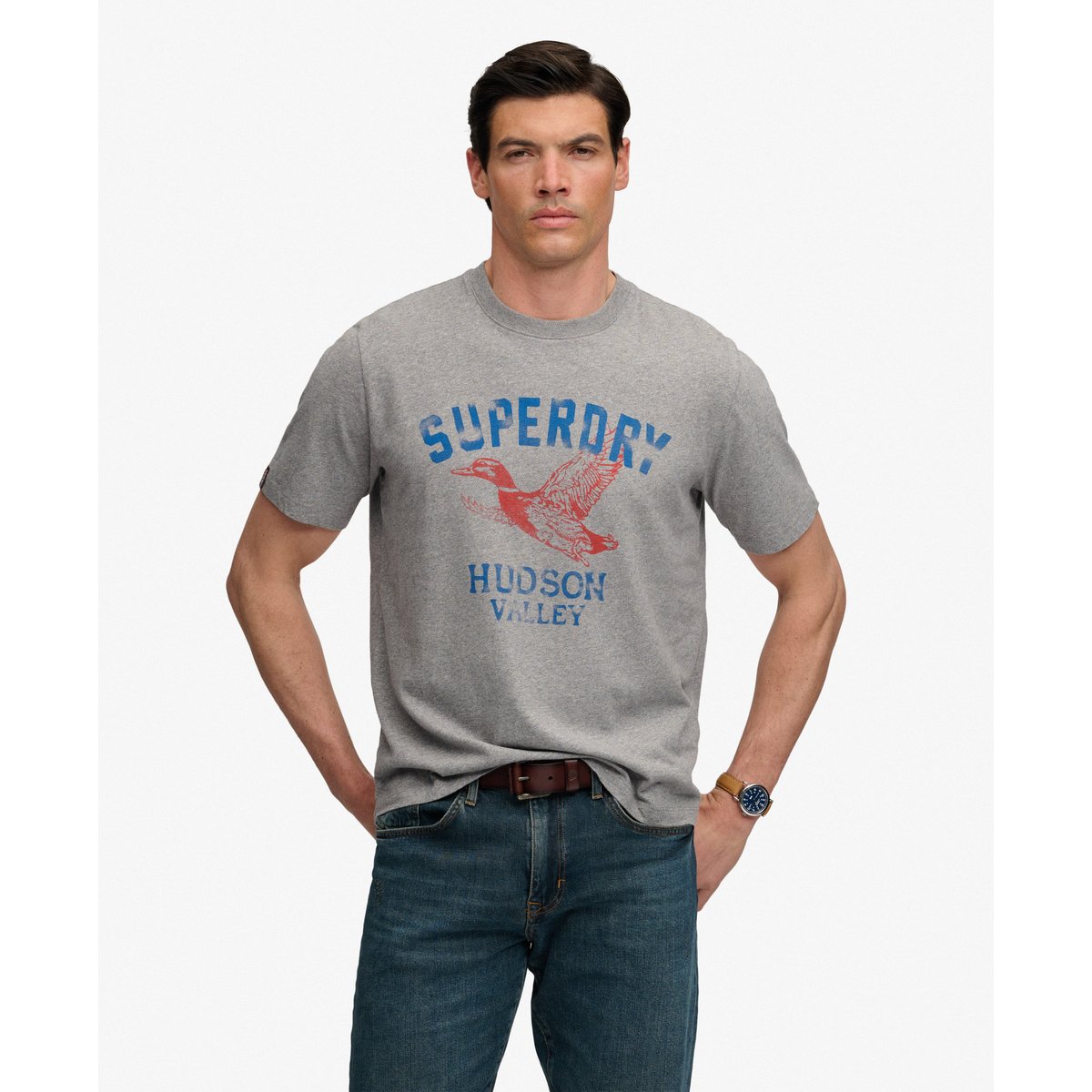 T-shirt Wild Frontier gris chiné vintage foncé, SUPERDRY