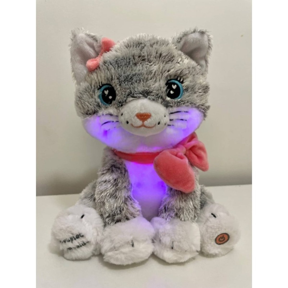 Veilleuse Moustache - Mon chaton lumineux et musical - 28cm gris et blanc, PIOUPIOU ET MERVEILLES