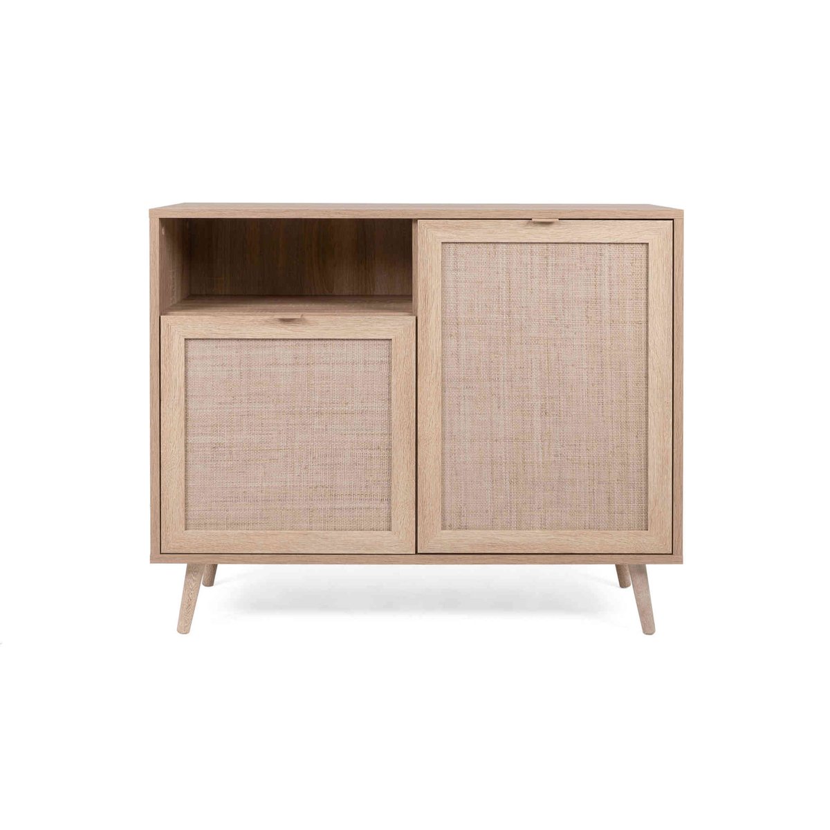 Commode 1 niche 2 portes imprimé cannage bois clair, TERRE DE NUIT