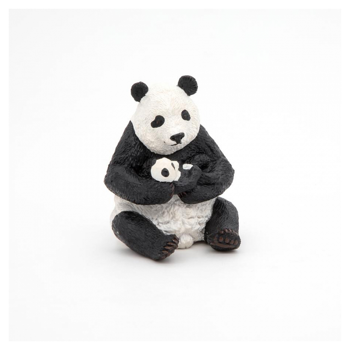 Figurine Panda assis et son bébé gris, PAPO