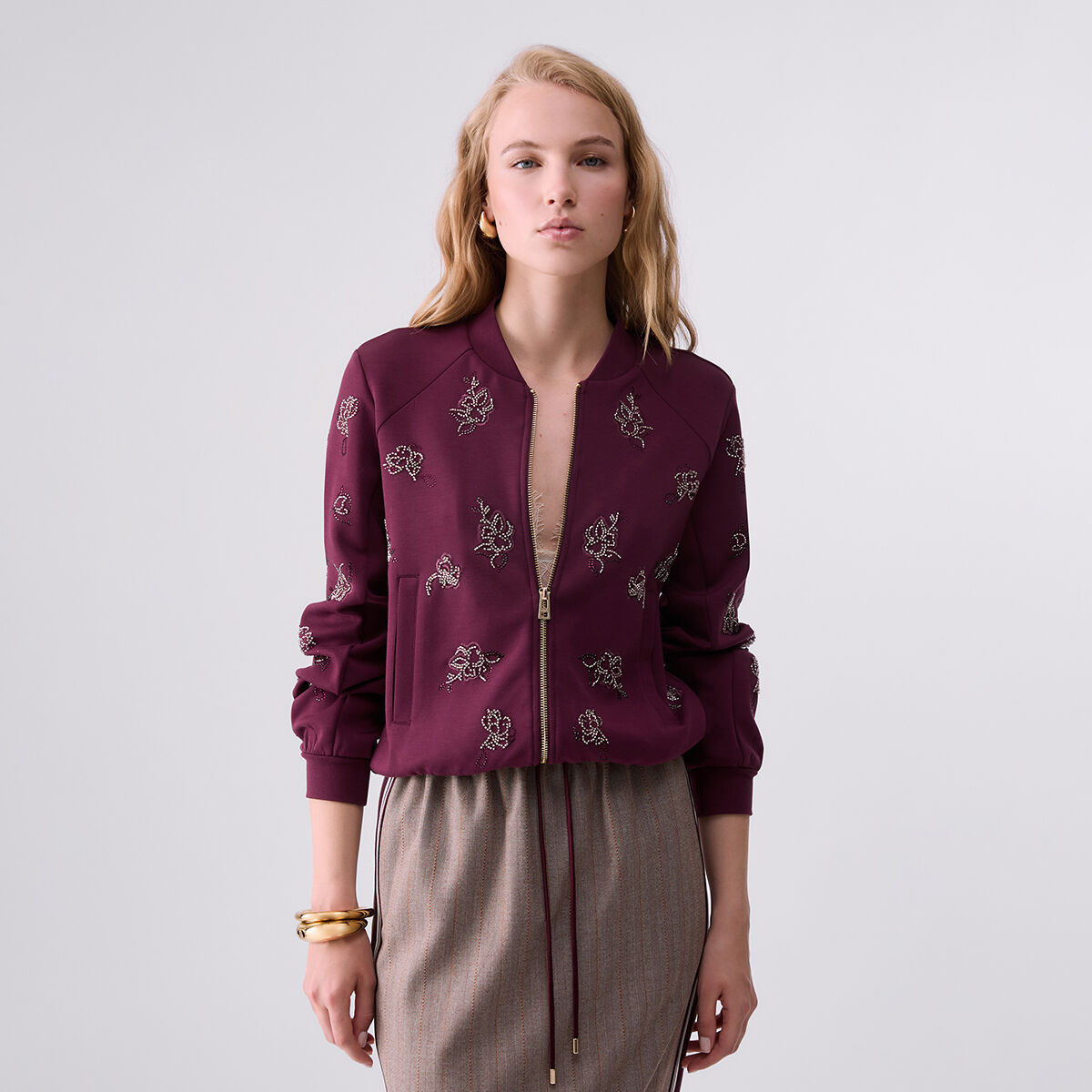 Sweat-shirt avec Broderies Bijoux aubergine, LIU JO