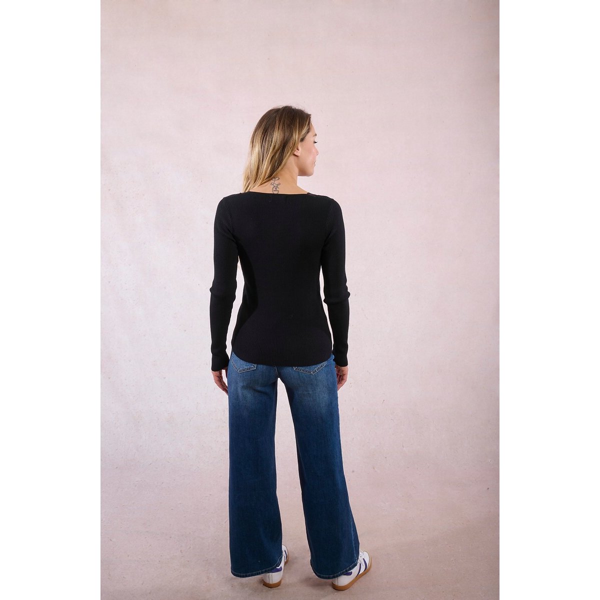 Fine Knit Top with Lace Finish black, MOLLY BRACKEN