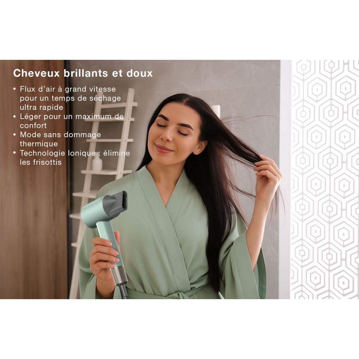 Sèche cheveux EHD Innodry Jade couleur unique, ESSENTIEL B