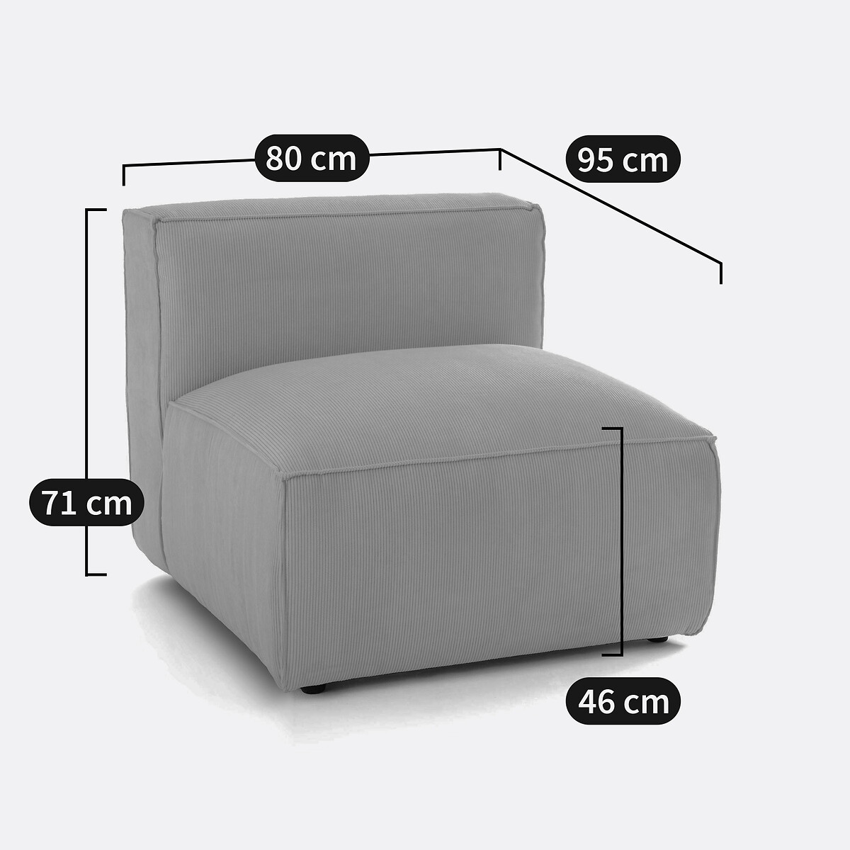 Elément chauffeuse pour canapé modulable, en tissu texturé, SEVEN prune, LA REDOUTE INTERIEURS