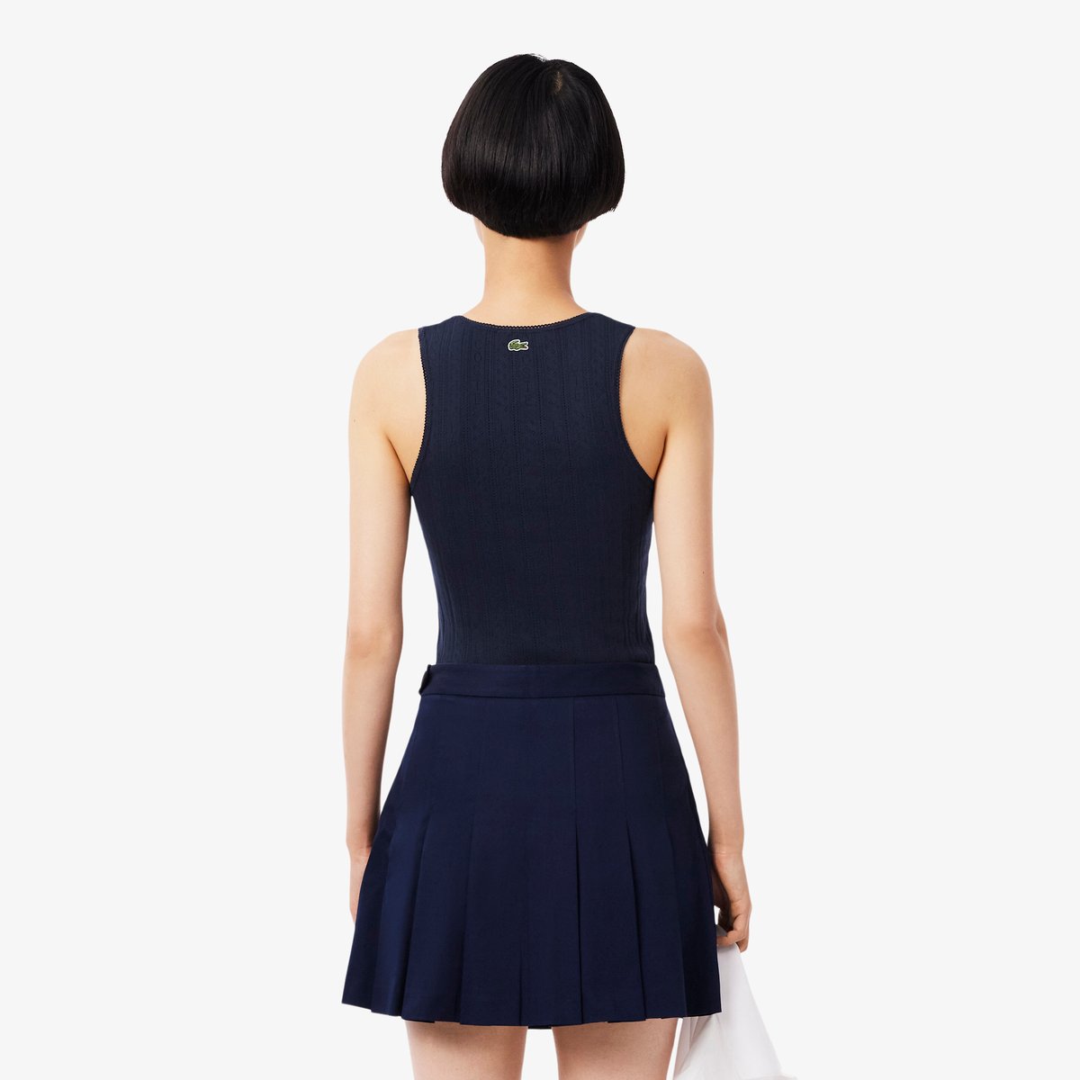 Débardeur slim fit coton maille pointelle bleu-166, LACOSTE