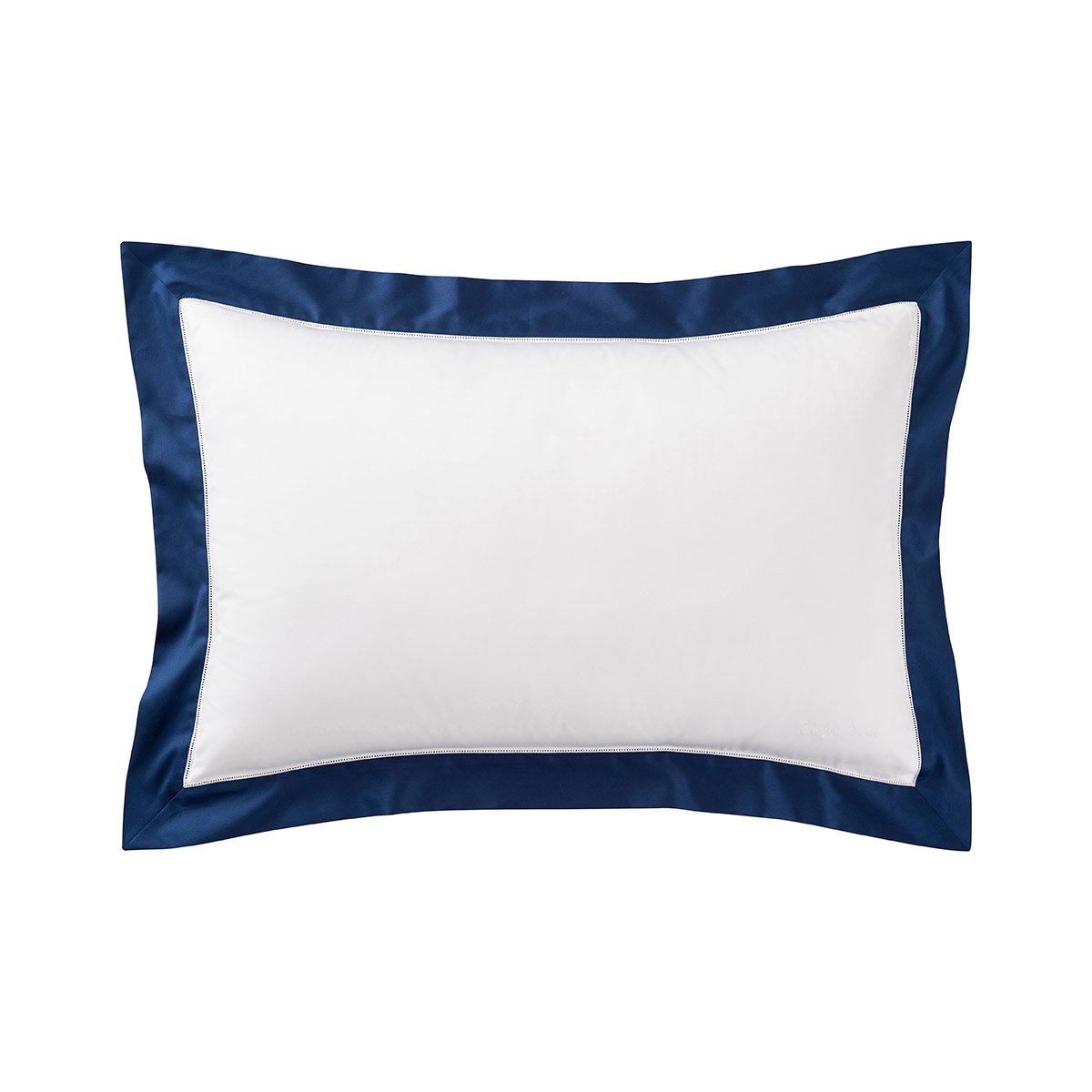 Taie à volant en satin de coton, LANGDON navy, RALPH LAUREN HOME