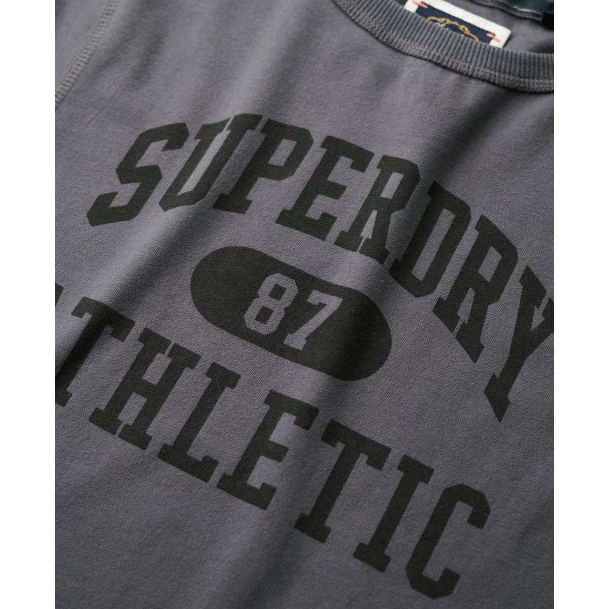 Haut slim à manches longues Athletic Essentials Ringer gris ardoise foncé, SUPERDRY