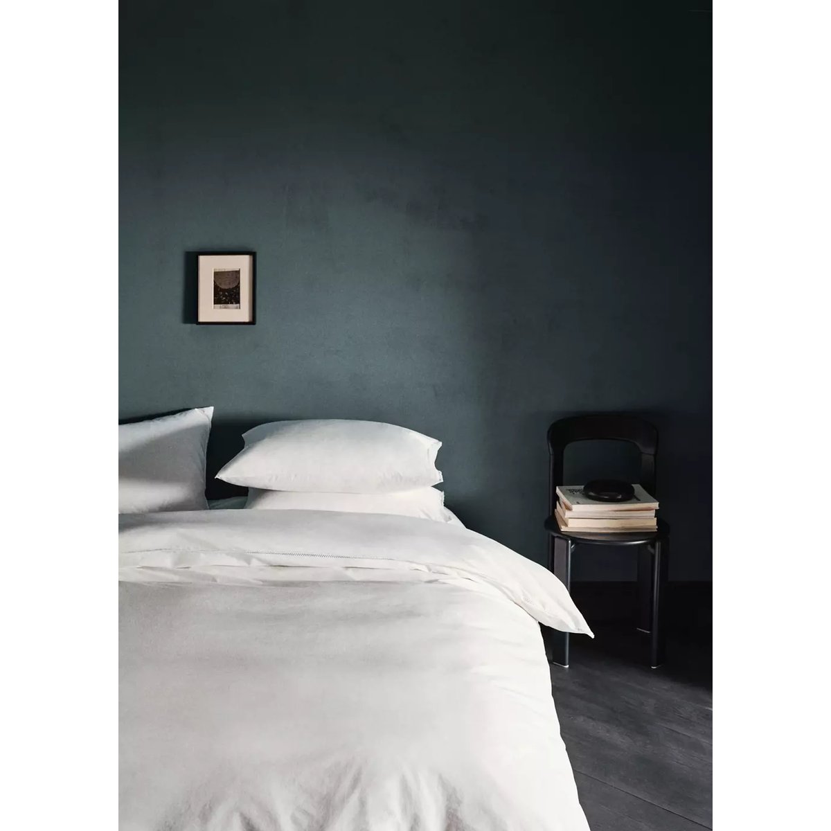 Housse de couette percale de coton délavé surpiqûre zigzag lit 150/160 cm blanc cassé, MANGO HOME