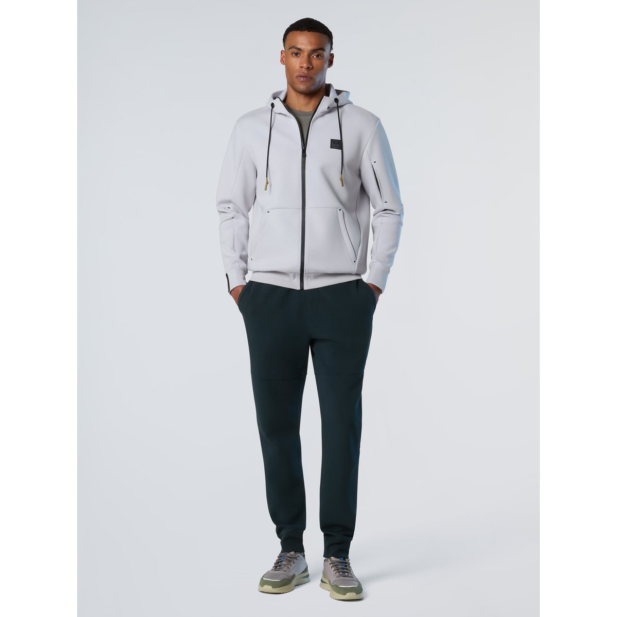 Sweat-shirt zippé en tissu de plongée blanc, NORTH SAILS