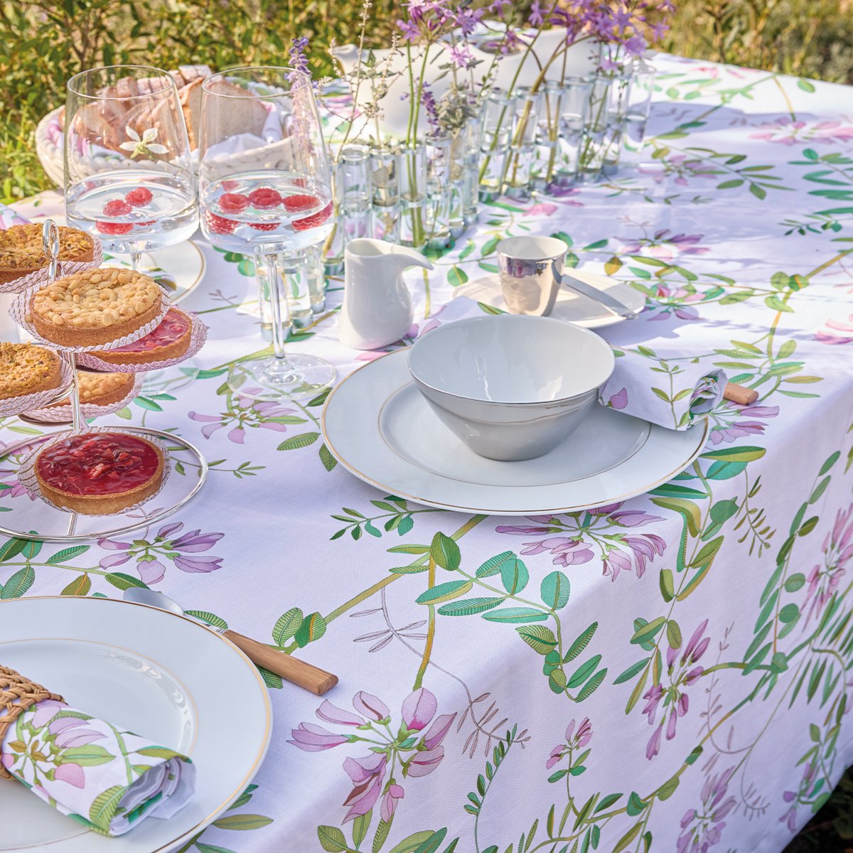 Nappe en Coton/Lin, POIS DE SENTEUR floral, LE JACQUARD FRANCAIS