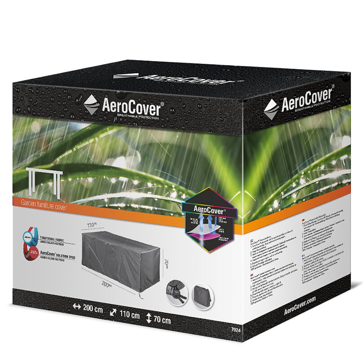 Garden Table Cover 200x110x70cm grey, AEROCOVER