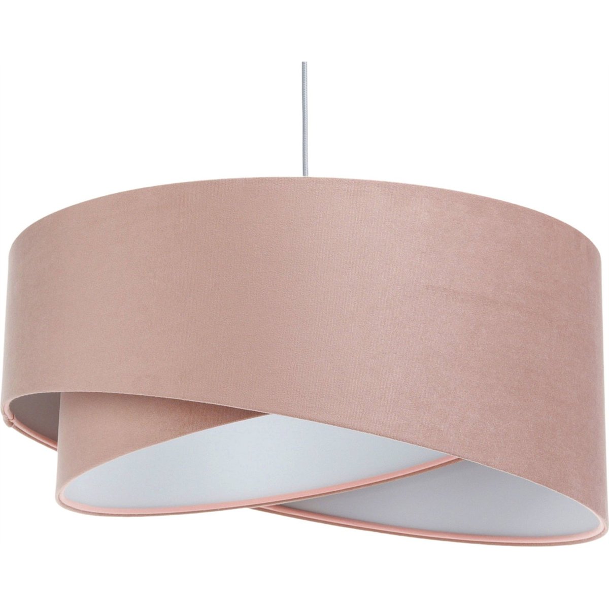 Suspension ronde en velours Jasmin bebe rose poudré et gris clair, BPS KONCEPT