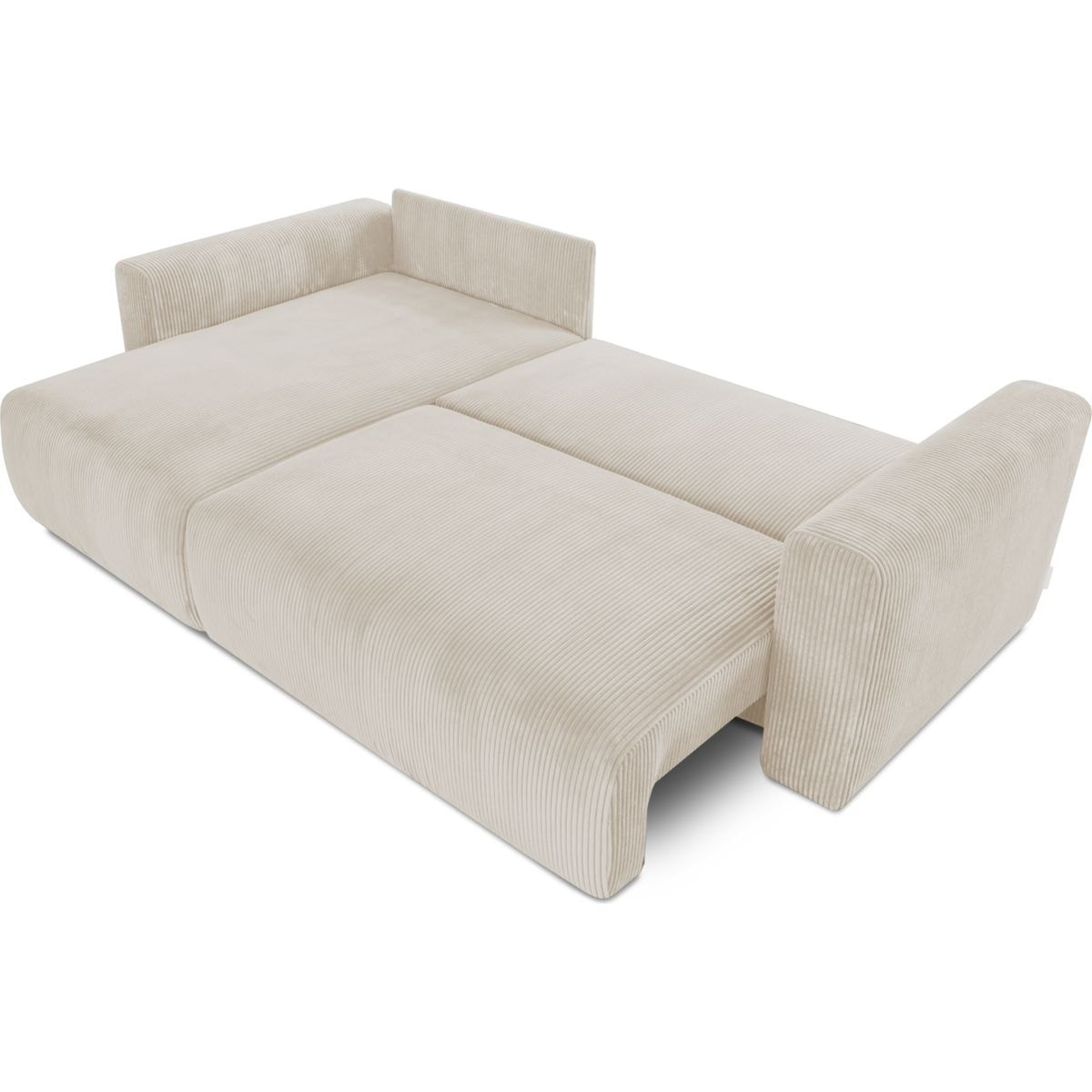 Canapé d'angle convertible 4 places en velours côtelé - DAVIS beige, HOMIFAB