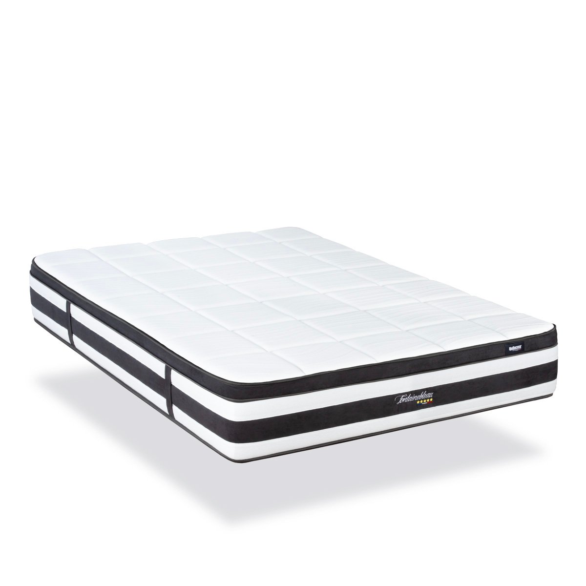 Pack Fontainebleau 90x190 cm Matelas Ressorts + Sommier Bois + Accessoires blanc, BELLECOUR