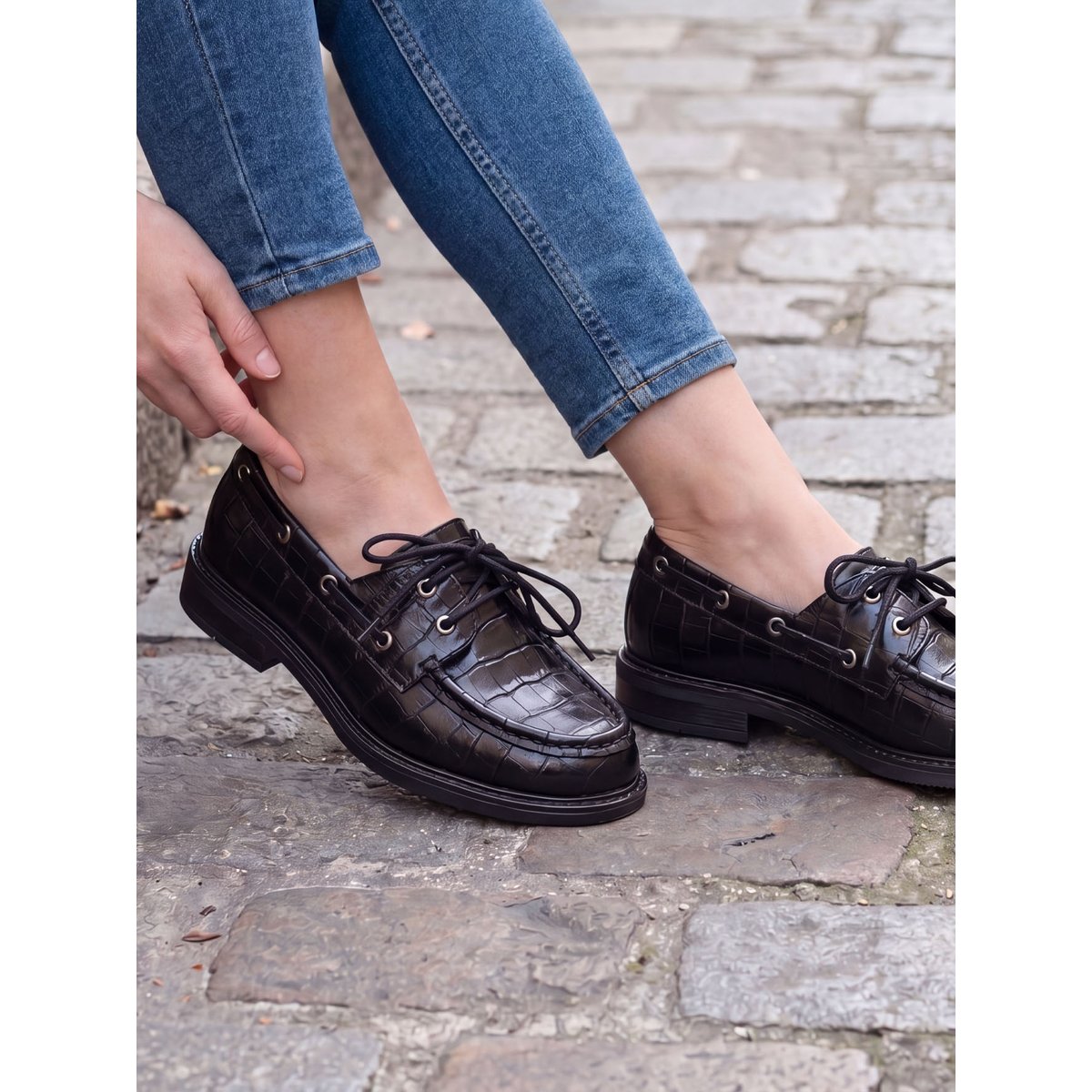 Derbies à lacets bout rond noir, PEDICONFORT