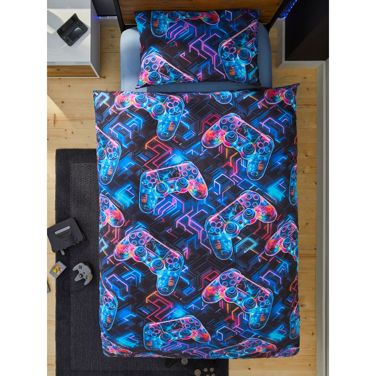 Parure housse de couette et taie d'oreiller joueur phosphorescent, NEXT