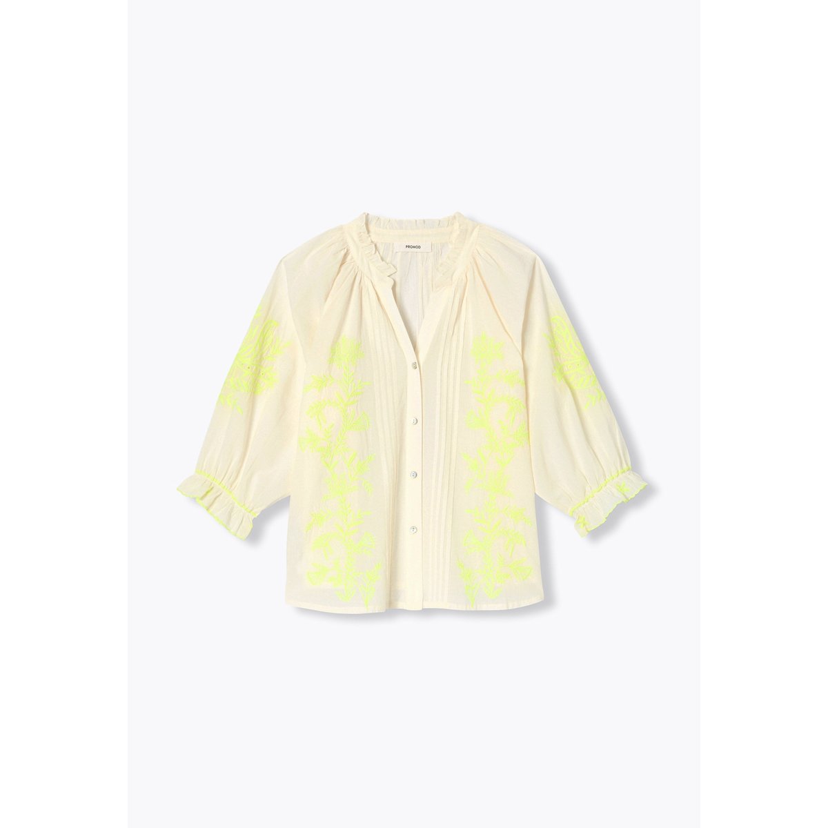 Blouse à broderies fluo ecru, PROMOD