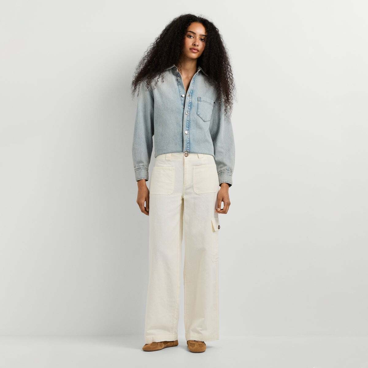 Pantalon Cargo Coupe Large blanche mousse, PEPE JEANS