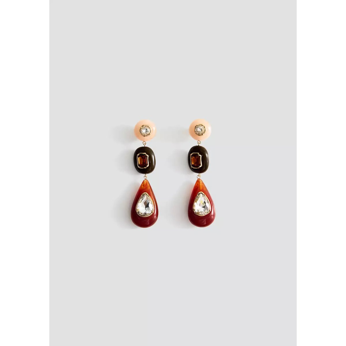 Boucles d'oreilles pendantes cristaux or, MANGO