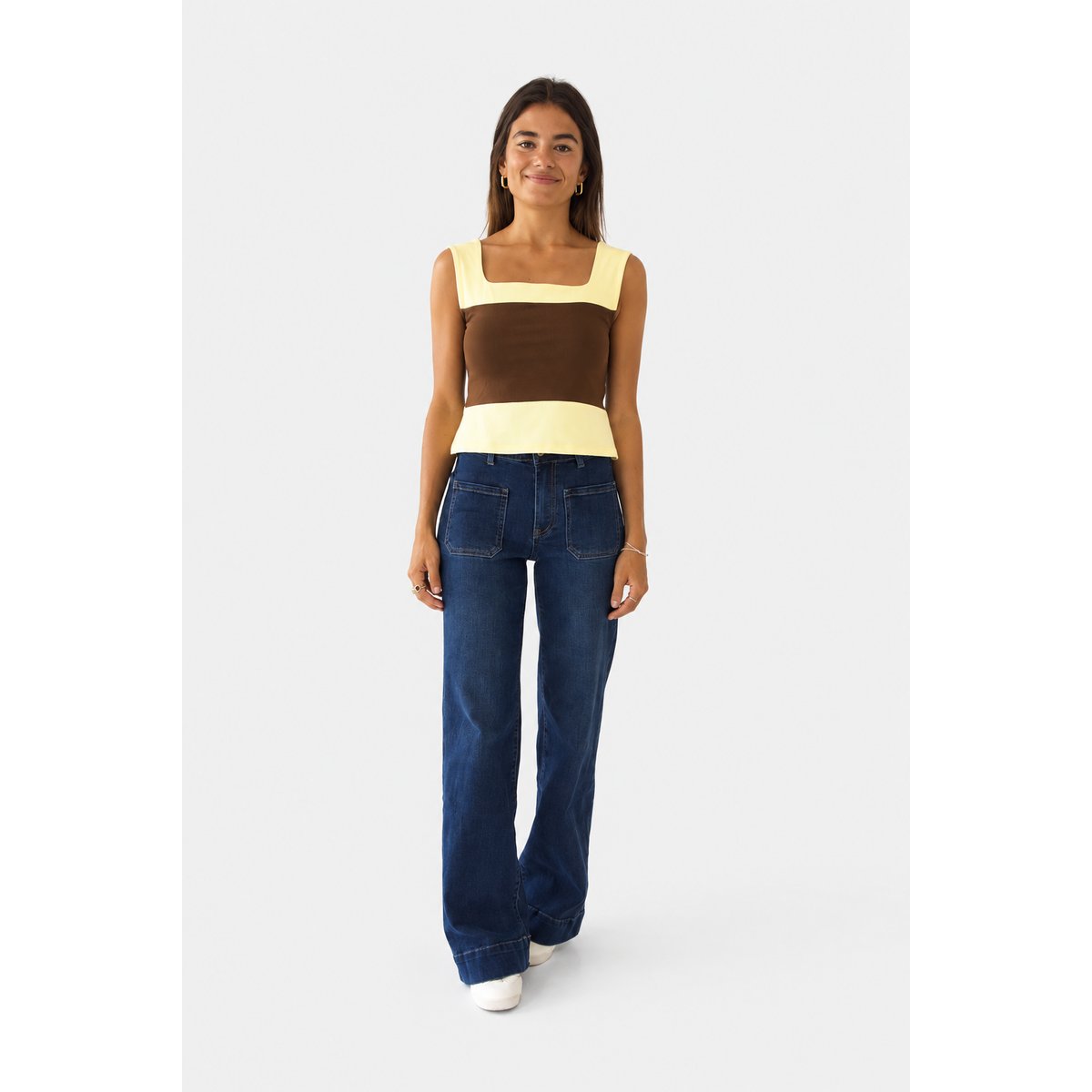 Débardeur color block MILA marron / jaune, MINDTRAVELER