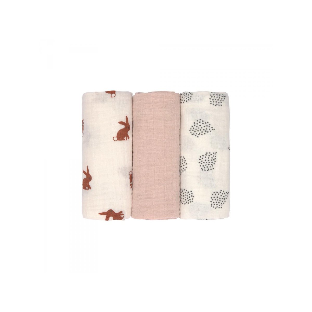 Lot de 3 langes rose poudré, blanc cassé, rouille, LASSIG