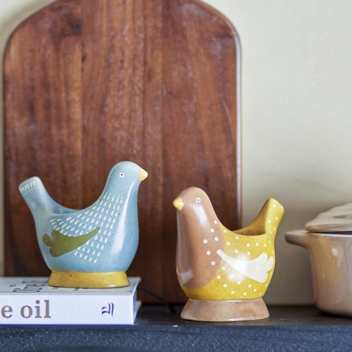 Coquetier poule grès  Birdy set de 2 multicolore, BLOOMINGVILLE