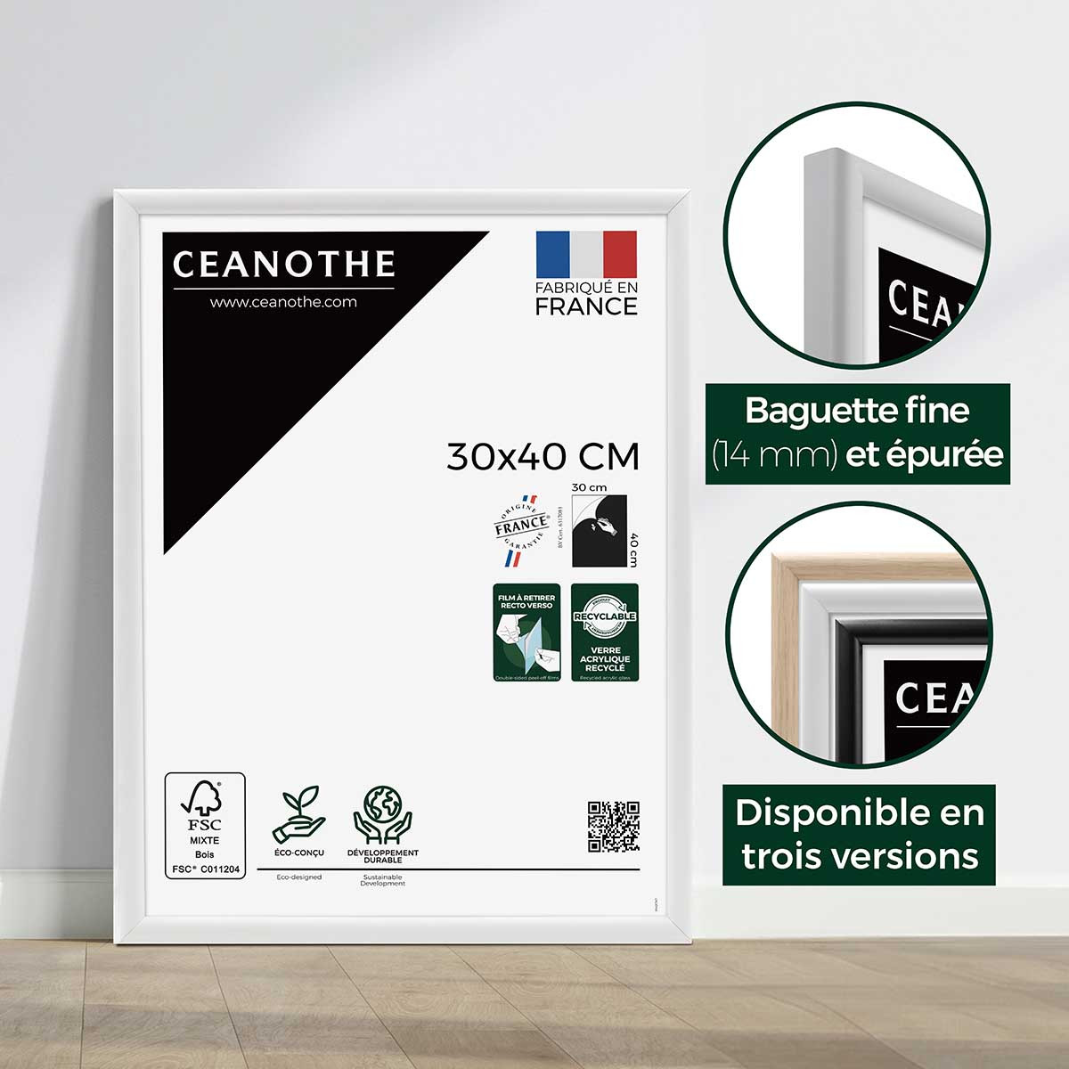 Cadre Photo Exposition En Bois Massif Fsc ESSENTIEL blanc, CEANOTHE