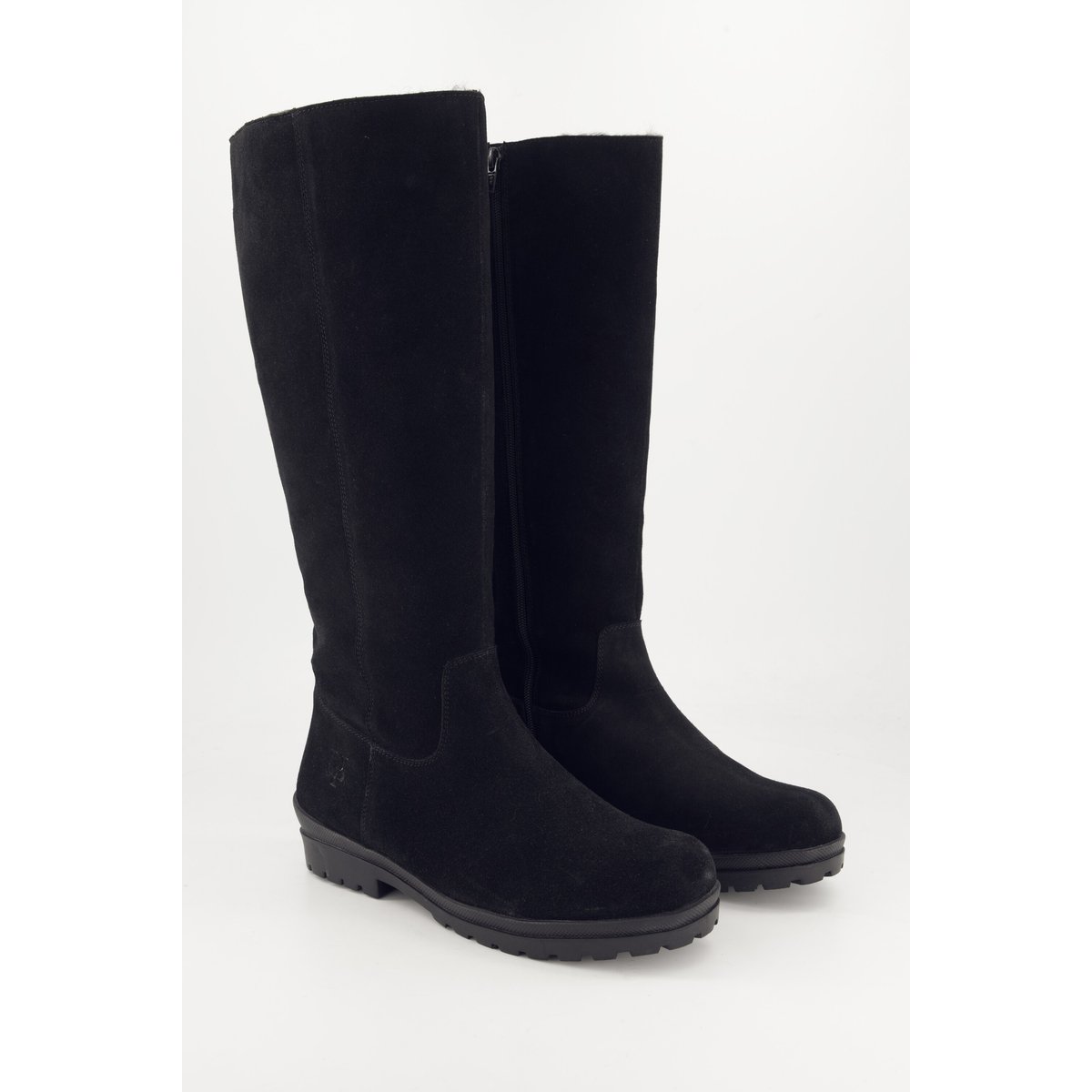 Bottes en cuir suédé, tige XL , pied large noir, ULLA POPKEN