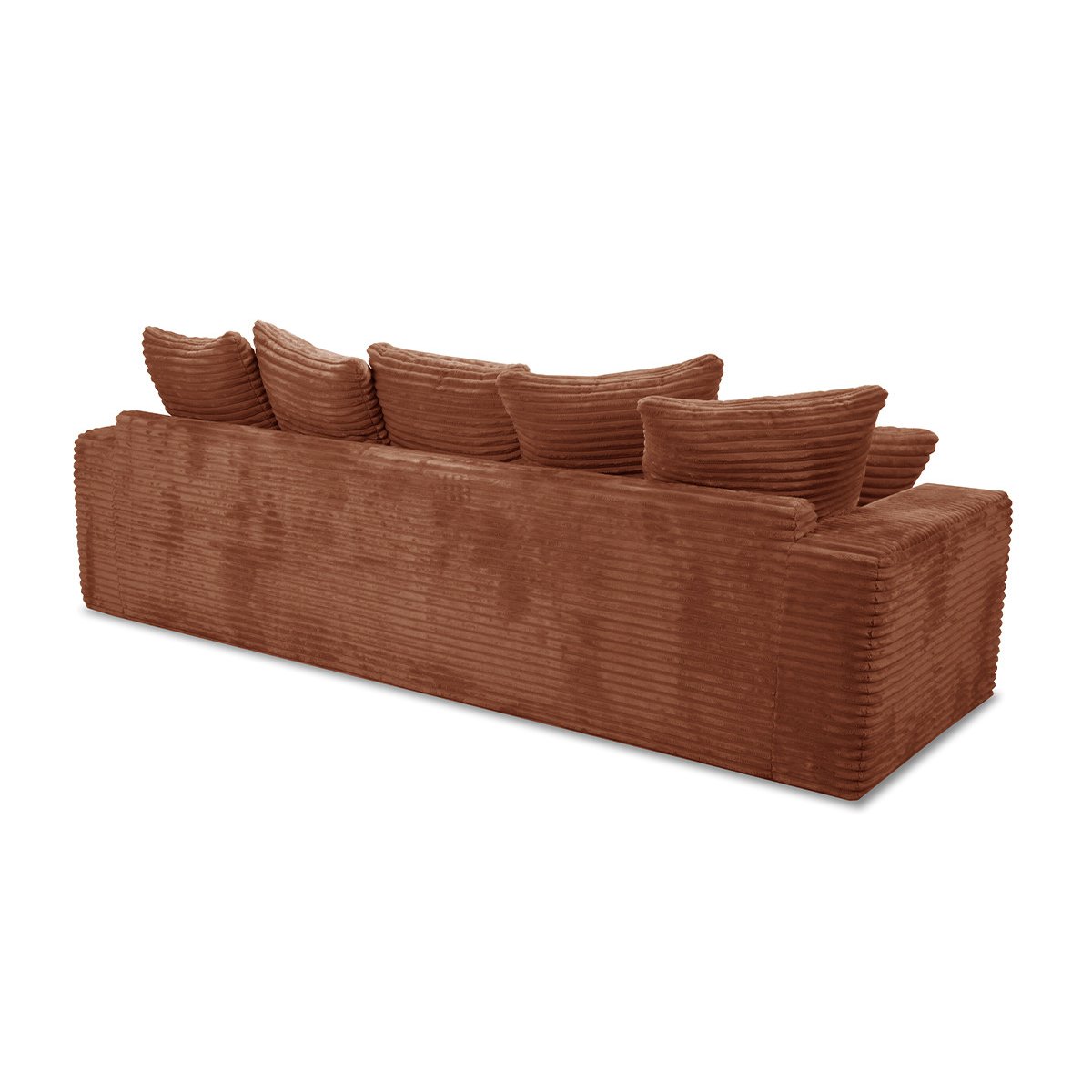 Canapé droit fixe 3 places en gros côtelé doux, NEVADA orange, BOBOCHIC