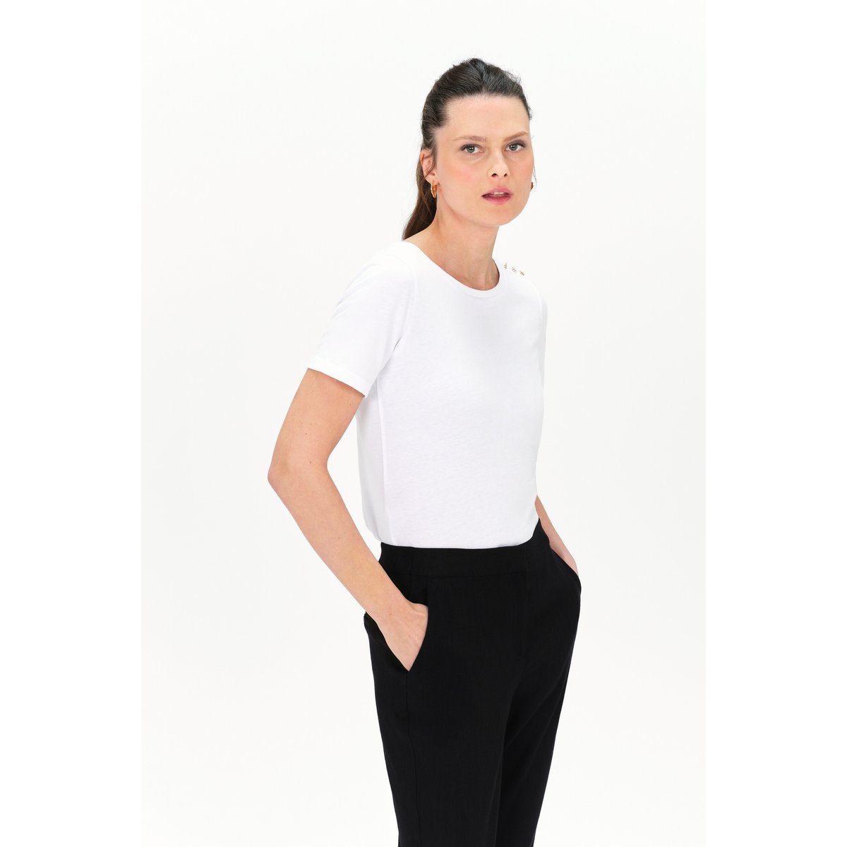 T-shirt droit en coton JAYA blanc, CAROLL