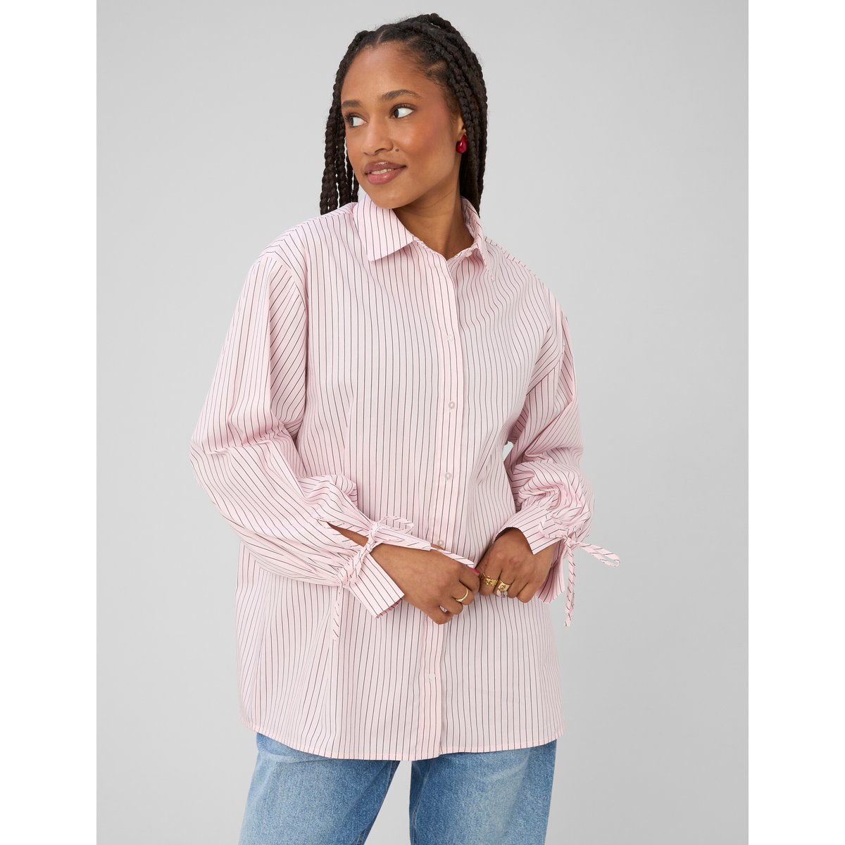 Chemise rayée oversize rose pâle, BZB